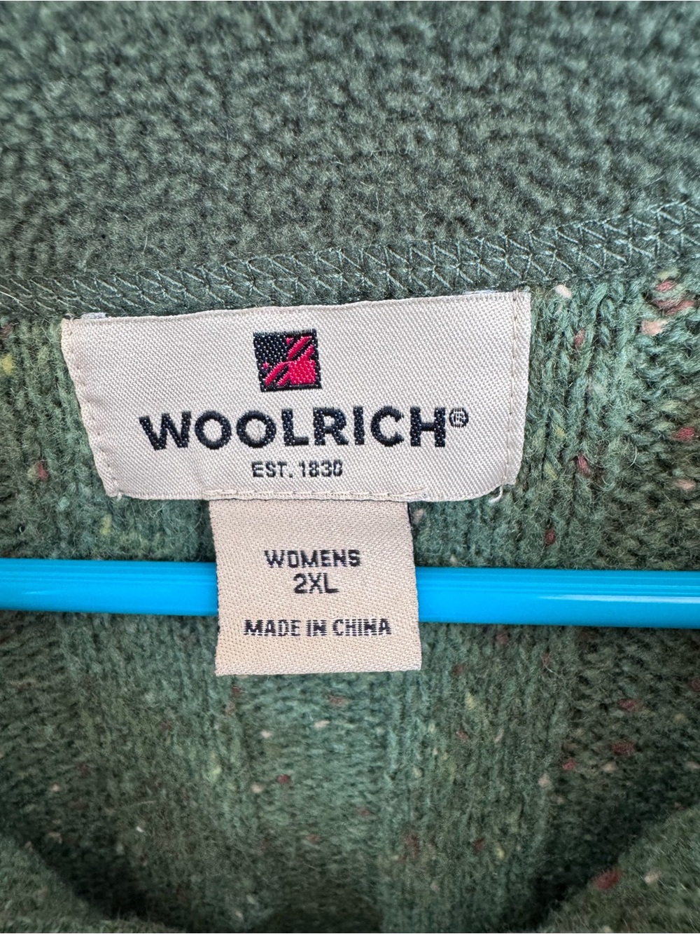 Woolrich Wool Blend Moss Heather Green Quarter Zip Knit Sweater - Picture 6 of 9